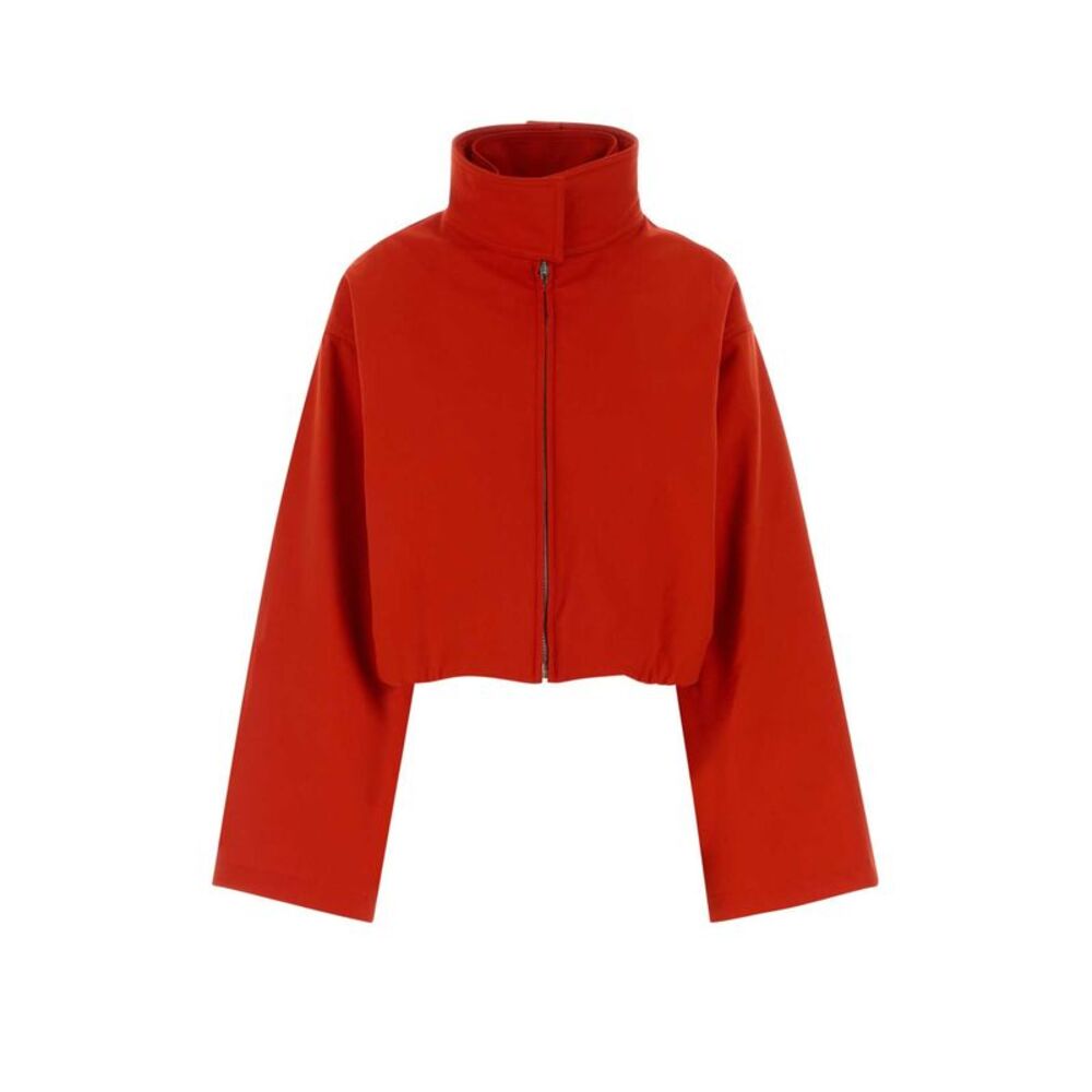 Alaia Women Red Cotton Bomber Jacket